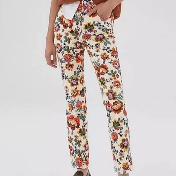 Anthropologie Pilcro The Cigarette Slim Floral Print Jeans Sz 25 NWT - Picture 2 of 16
